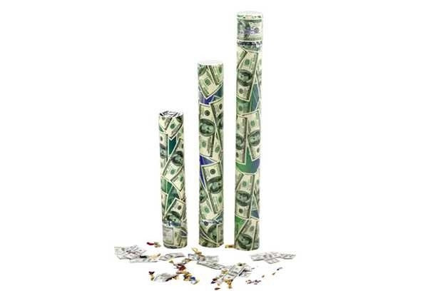 Хлопавка пневматична "Долар" 40 см. (Наповнення - кольорова фольга, купюри долар), фото 1