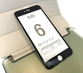 IPhone 6 Plus, 6s Plus захисне скло на телефон протиударне 5D full glue Black чорне