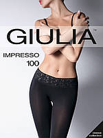 Колготки 100 ден з мереживним поясом на силіконі Giulia Impresso 100 чорного кольору розміри 2 3 4, фото 3