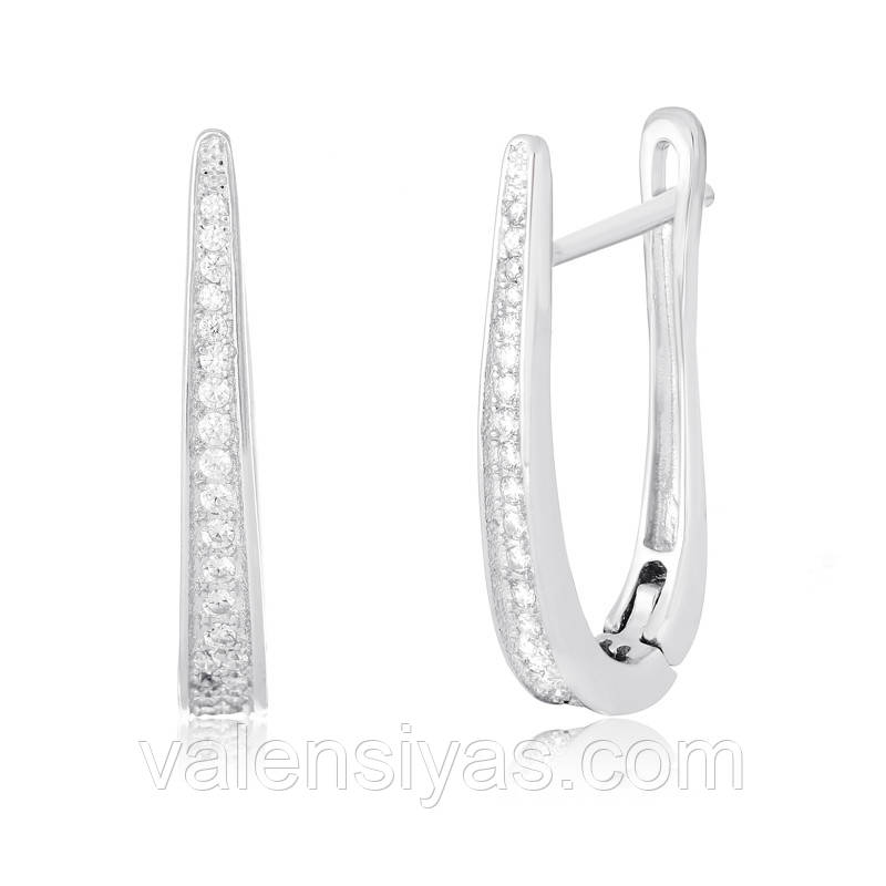 Срібні витончені сережки з фіанітами С2Ф/174