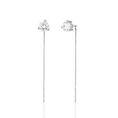 Срібні сережки-протяжки з фіанітами С2Ф/4019