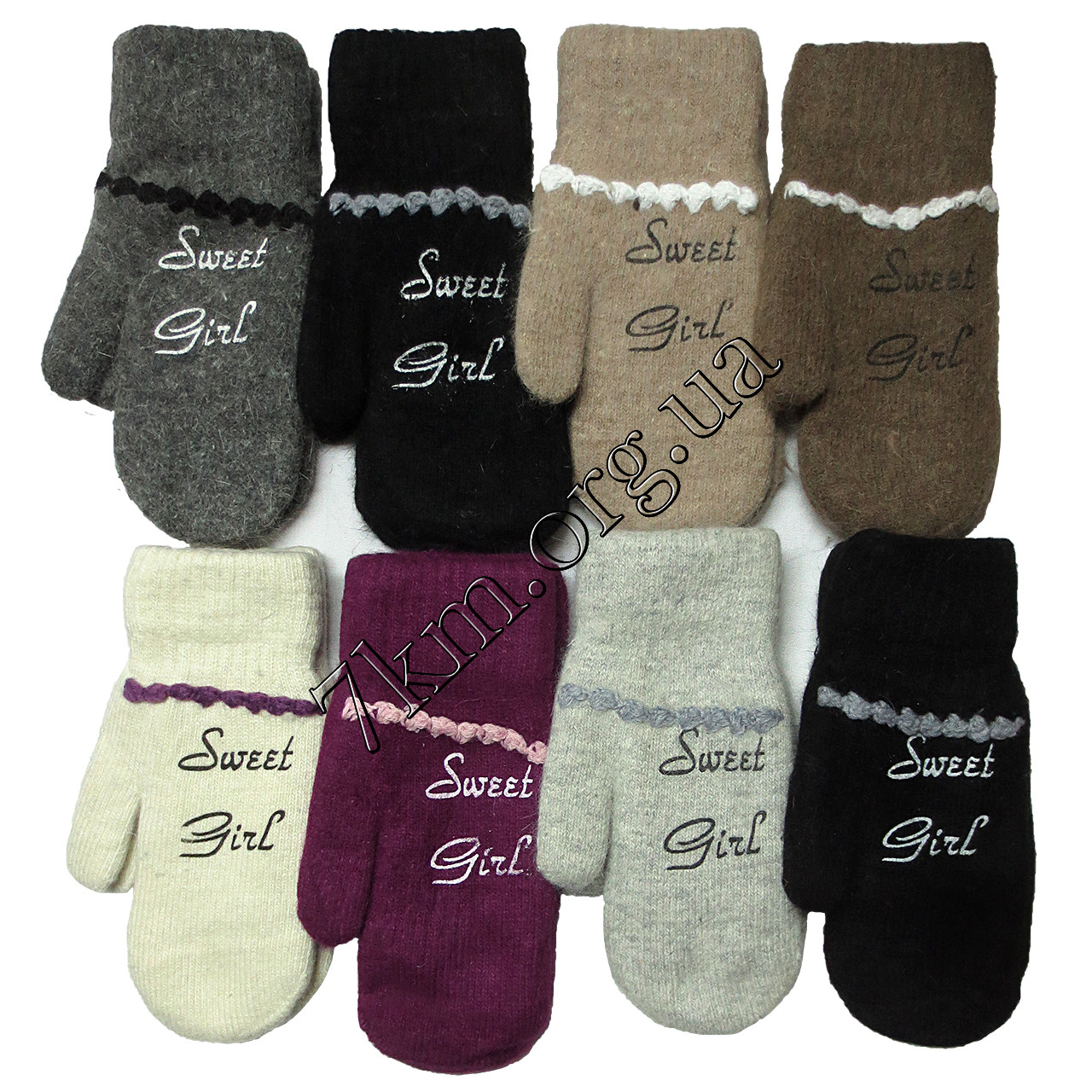 Рукавички жіночі подвійні "Sweet Girl" шерсть "Корона"Оптом., фото 1