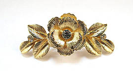 Заколка-автомат, Троянда, Золото, Страз