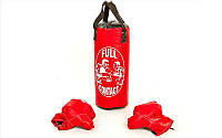 Боксерський набір дитячий (рукавички +мішок) M PVC UR (мішок h-42 см, d-18 см, червоний)