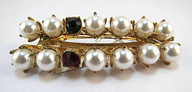 Заколка-автомат, Золото, Страз, Перламутрові намистини