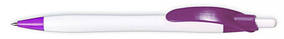 Ручка пластикова WAVE White білий з фіолетовим кліпом, від 100 шт