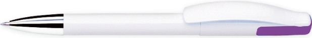 Ручка пластикова CONSUL White білий з фіолетовим кліпом, від 100 шт