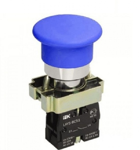 Кнопка керування LAY5-BC61" Грибок" без підсвітки синя 1з IEK