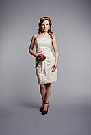 Короткое кружевное свадебное платье айвори цвета