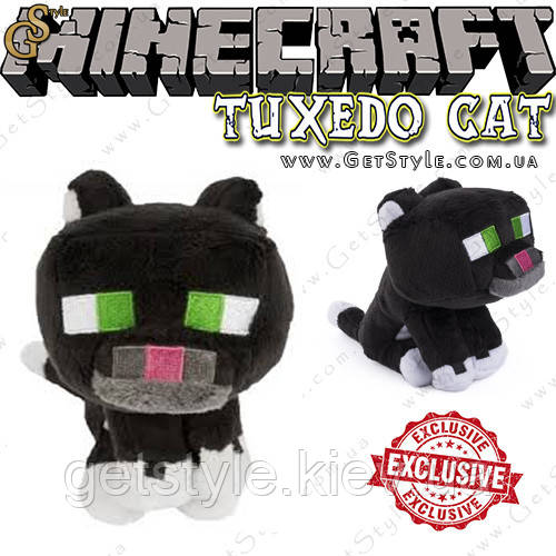 Іграшка Чорний кіт з Minecraft — "Tuxedo Cat" — 19 х 15 см