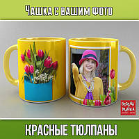 Чашка с фото "Красные тюльпаны"