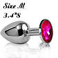 Середня Анальна втулка M з малиновим стразом + лубрикант 3,4 х 8, фото 3