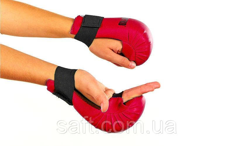 Перчатки для каратэ SPORTKO UR (кожвинил, р-р S, красный, манжет на резинке) - фото 2 - id-p608769193