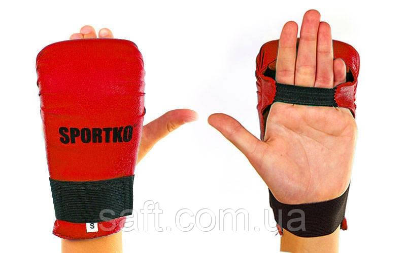 Перчатки для каратэ SPORTKO UR (кожвинил, р-р S, красный, манжет на резинке) - фото 3 - id-p608769193