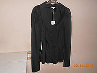 Черная женская блузка-реглан из хлопка Solar