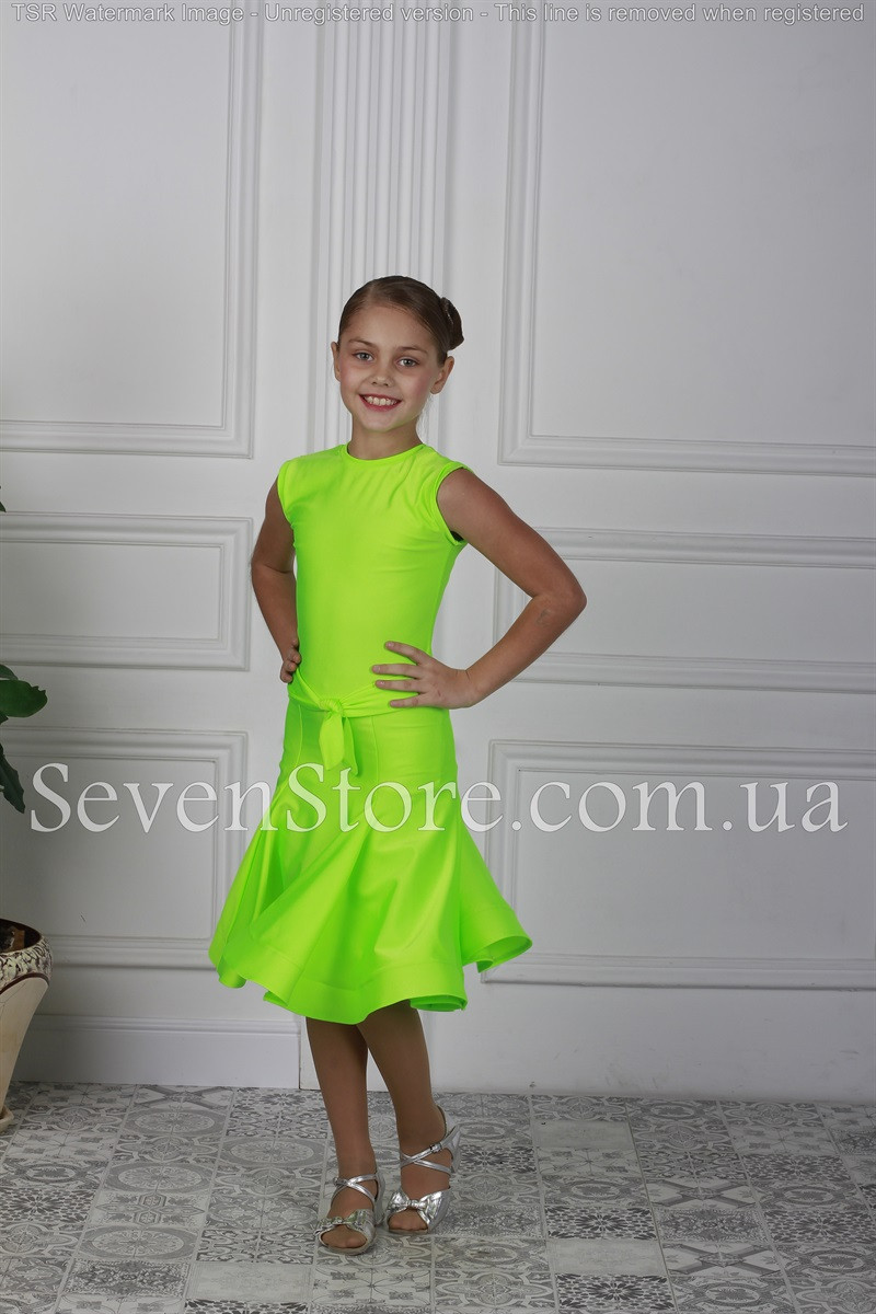 Рейтинговое платье Бейсик для бальных танцев Sevenstore 9122 Салатовый - фото 2 - id-p609014065