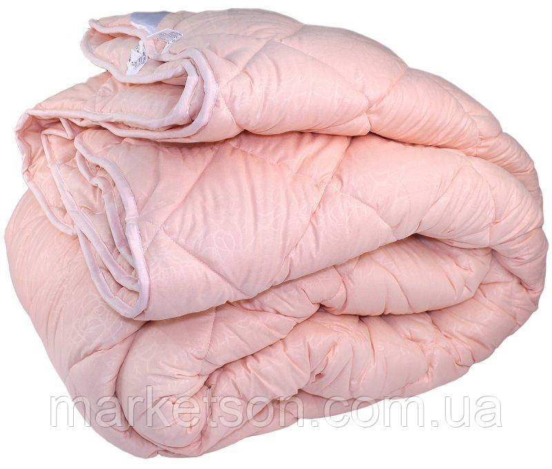 Зимова тепла ковдра з овечої вовни 195*215. Мікрофібра. Рожеве.