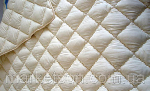 Зимова тепла ковдра з овечої вовни 195*215. Мікрофібра. Крем., фото 1