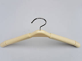 Плечики вішалки поролонові з пластмасовою вставкою кремового кольору, довжина 38,5 см, фото 3