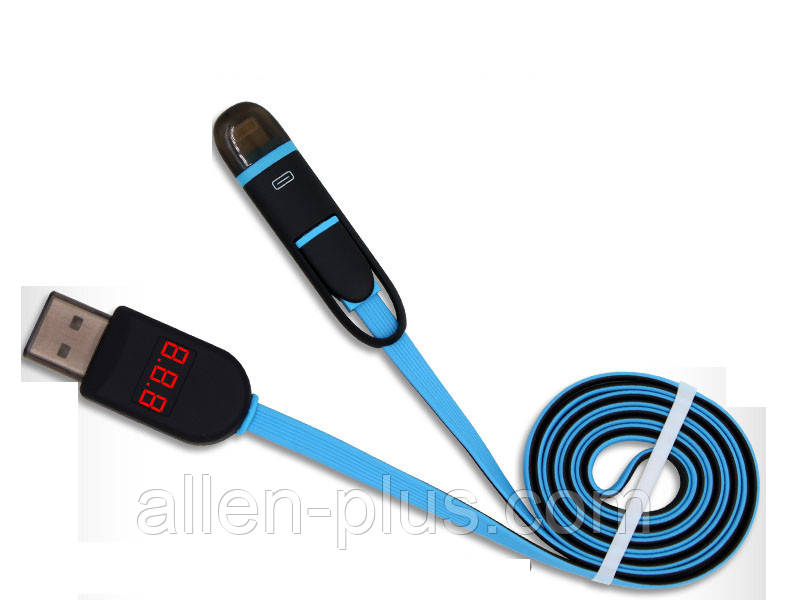 Кабель для передачі даних / зарядки мобільного телефону/планшета USB/microUSB/iPhone (з дисплеєм)