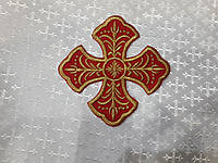 Крест на стихарь Хрест для стихарів малий 15 на 15 см червоний з золотом