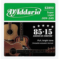 Струны для акустической гитары D'ADDARIO EZ890 бронза (09-45)