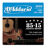 Струны для акустической гитары D'ADDARIO EZ910 бронза (11-52)
