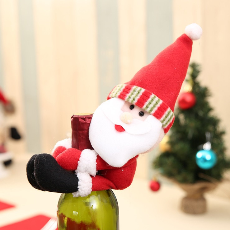 Оригінальна прикраса новорічна для пляшок у вигляді Санта Клауса