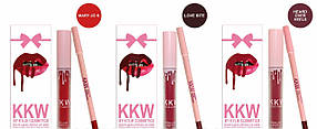 Набор жидкая помада и карандаш Kylie KKW Matte Liquid Lipstick and Lip Liner Скидка All 857