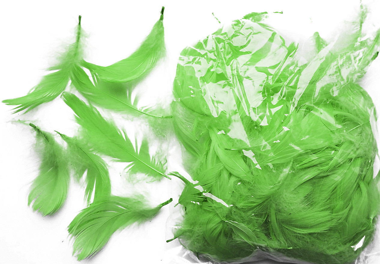 Пір'я кольору хакі для декорування (120 шт, 5-10 см), фото 1