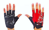 Перчатки спортивные SCOYCO (PL, PVC, открытые пальцы, р-р S-XL, красный)