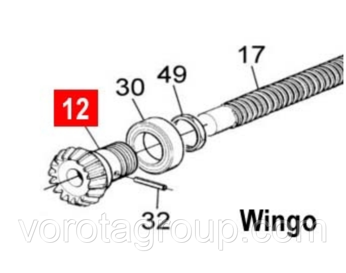 Шестерня конічна черв'ячного вала WINGO/TOONA (PD0262A0001)