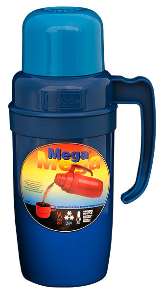 Термос Mega 0,75 л PR075, синій (термос зі скляною колбою для чая, кави)