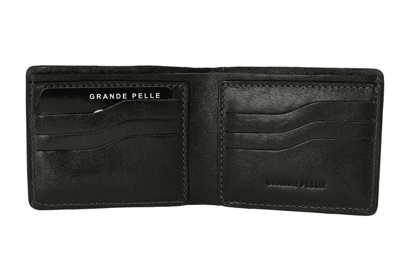 Портмоне Grande Pelle Onda 110х90х10 мм глянцева шкіра чорний