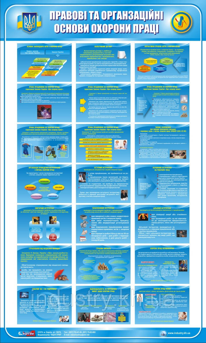 Стенд. Правові та організаційні основи охорони праці. 0,6х1,0. Пластик