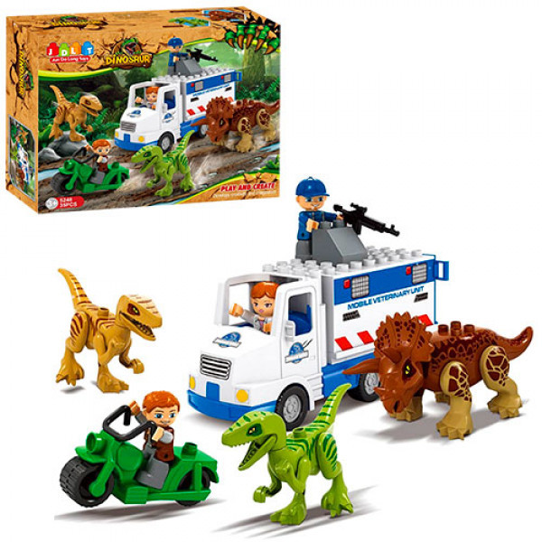 Конструктор JDLT 5248 динозаври, машина, мотоцикл, фігурки, 35 м