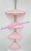 Полиця кутова для ванної рожева з телескопічною трубою 135-260 см, PrimaNova, Туреччина 