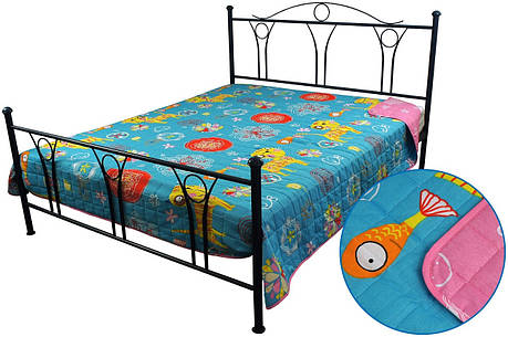 Покривало на ліжко, диван у дитячу 150х212 бавовняне двостороннє Кіт, фото 1