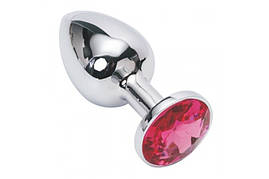 Анальна пробка с розовым камнем, размер М + Чехол