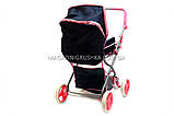 Коляска для кукол со съемной люлькой, козырьком и корзиной для вещей, фото 2