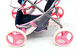 Коляска для кукол со съемной люлькой, козырьком и корзиной для вещей, фото 5
