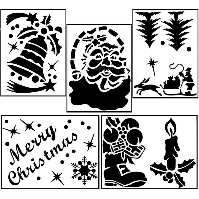 Новорічні трафарети для вікон і вітрин великий (набір із 8 шт.), фото 1