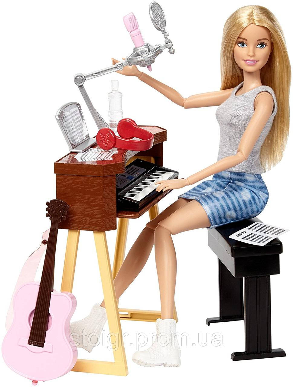 Barbie Girls Music Blonde Activity Playset Кукла Барби шарнирная Музыкант с гитарой и синтезатором - фото 3 - id-p610220650