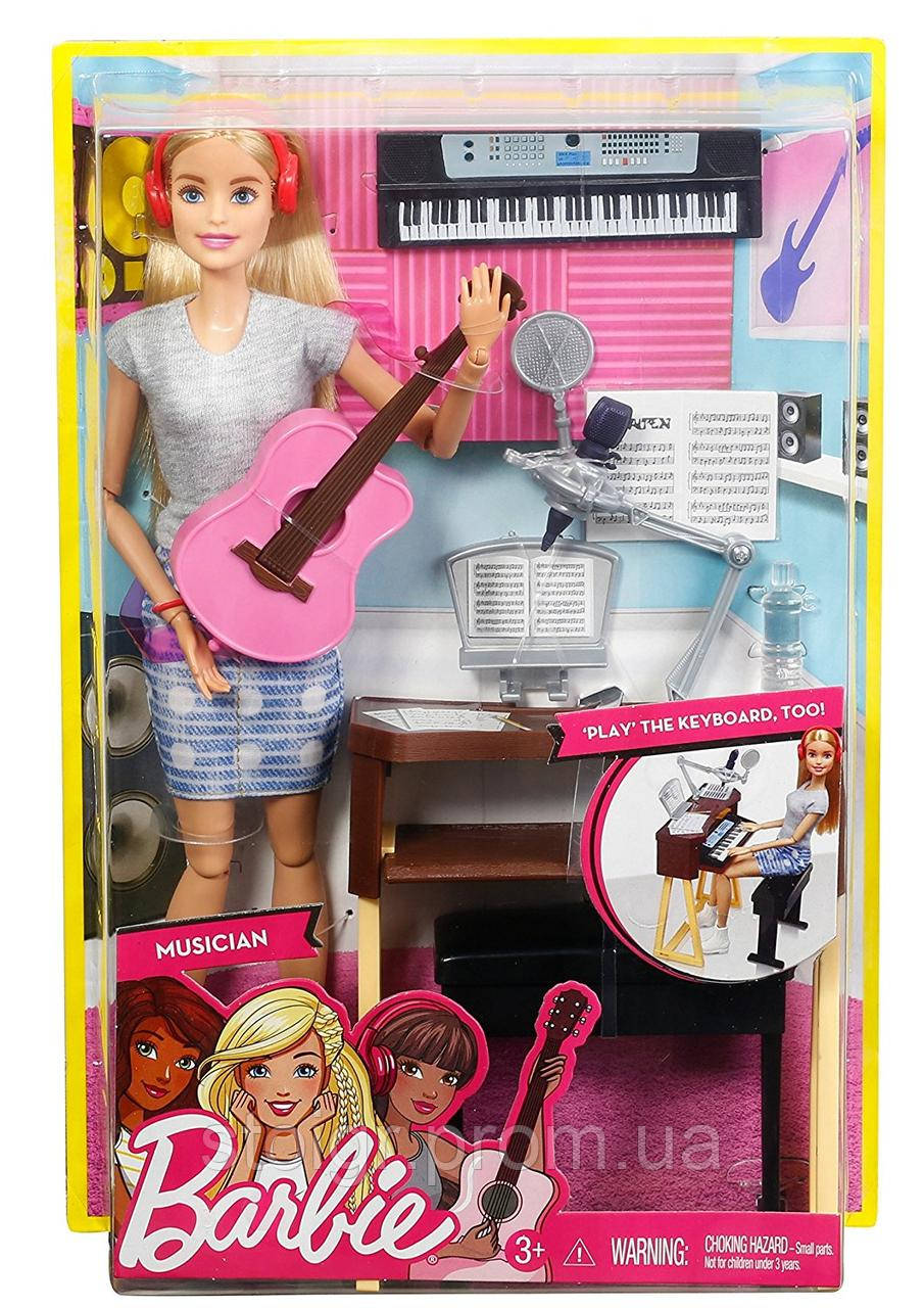 Barbie Girls Music Blonde Activity Playset Кукла Барби шарнирная Музыкант с гитарой и синтезатором - фото 1 - id-p610220650