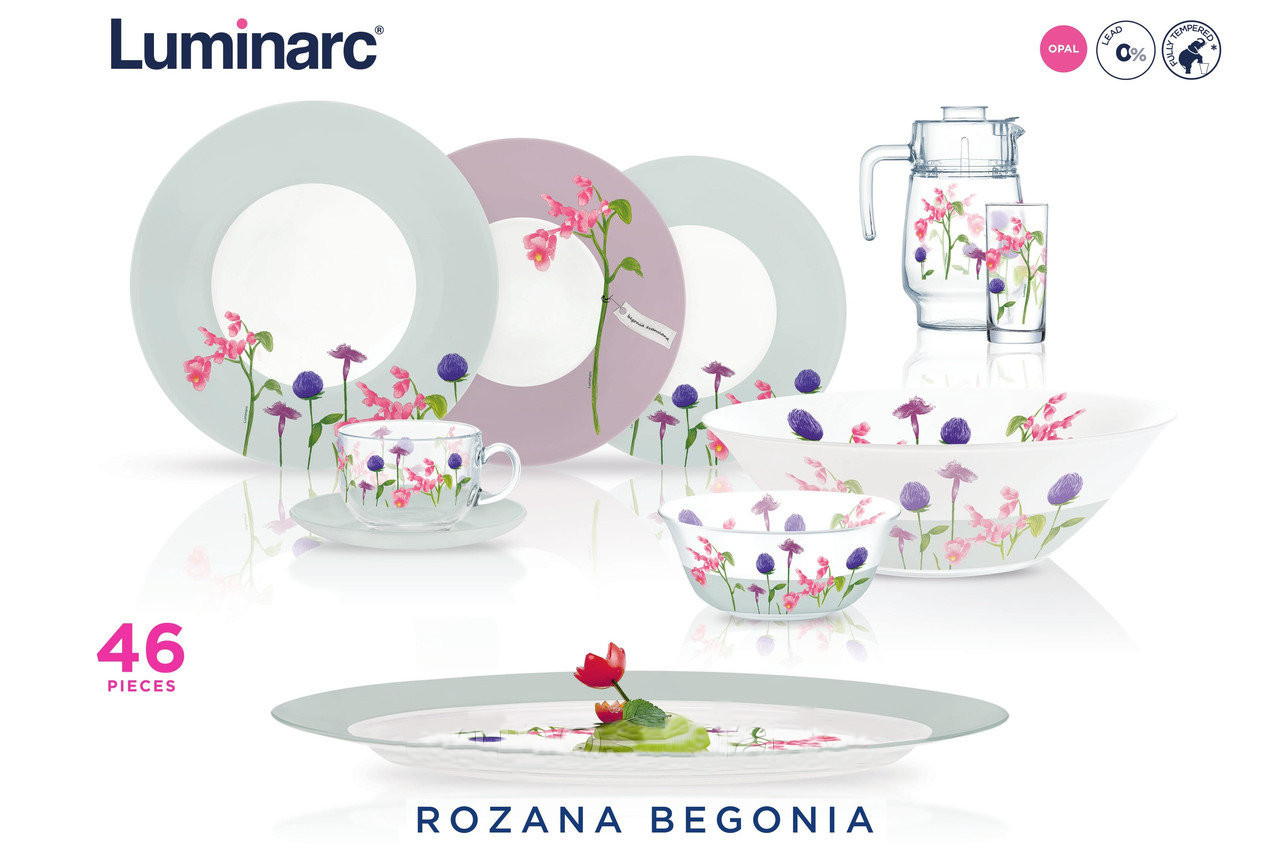 Rosana Begonia Сервіз столовий 46 пр. Luminarc N2143