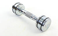 Гантель для фитнеса хромированная (1x5кг) (1шт, металл хромированный, с резин. кольцами)