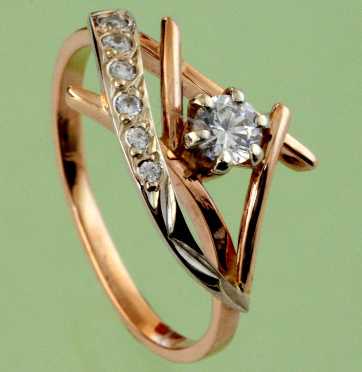 Золотой кольцо с цирконом - фото 1 - id-p600168046