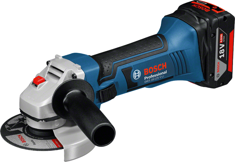 Акумуляторна кутова шліфмашина Bosch GWS 18-125 V-LI Professional (4 А/год, 125 мм)