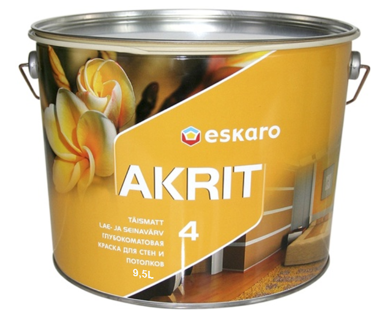 Краска латексная ESKARO AKRIT 4 интерьерная белая-база А 9,5л - фото 2 - id-p85871984