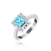 Серебряное кольцо с голубым камнем КК2ФТ/431